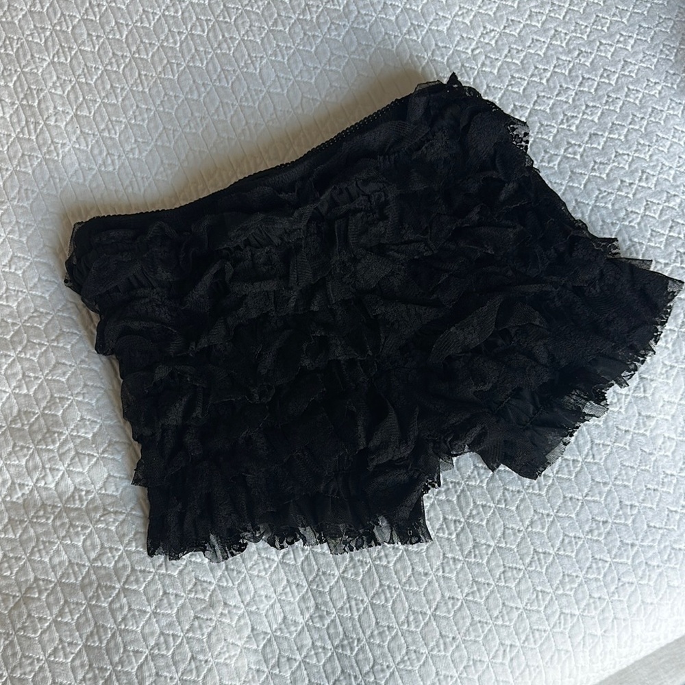 Free People High Waist Black Ruffle Shorts